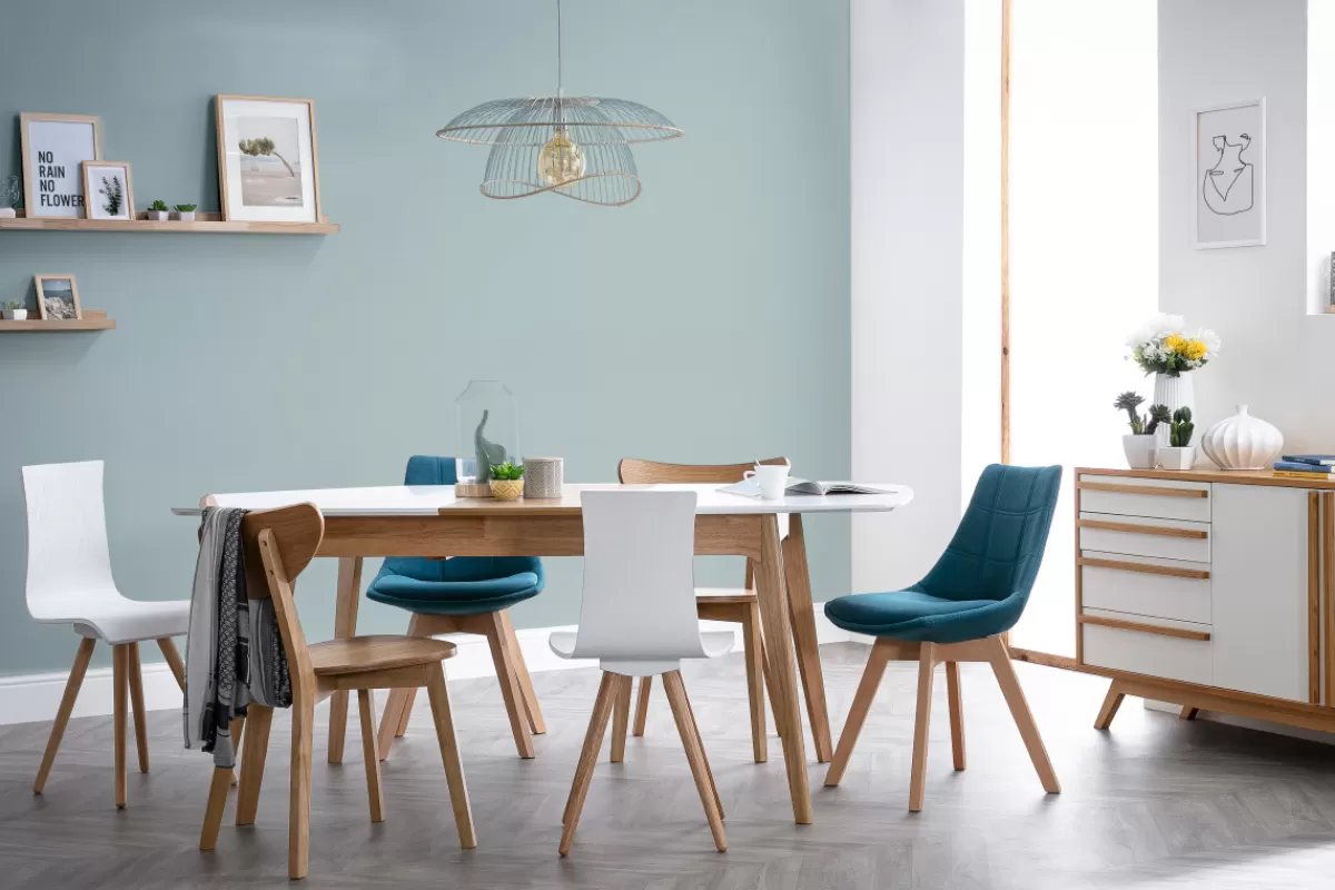 Miliboo Sillas Modernas-Lote de 2 sillas diseño nórdico en tejido azul petróleo MATILDE