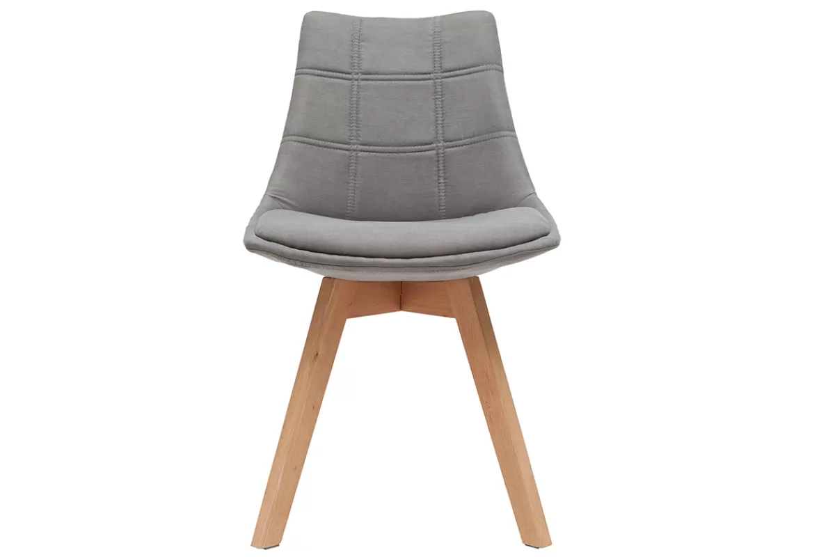 Miliboo Sillas Modernas-Lote de 2 sillas diseño nórdico madera y tejido gris MATILDE