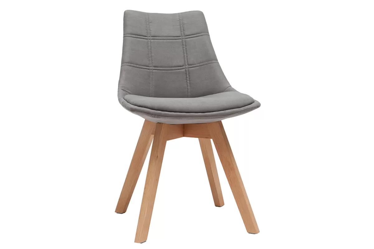 Miliboo Sillas Modernas-Lote de 2 sillas diseño nórdico madera y tejido gris MATILDE