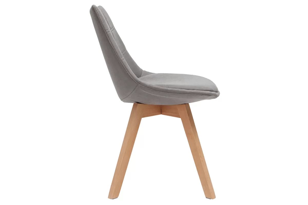 Miliboo Sillas Modernas-Lote de 2 sillas diseño nórdico madera y tejido gris MATILDE