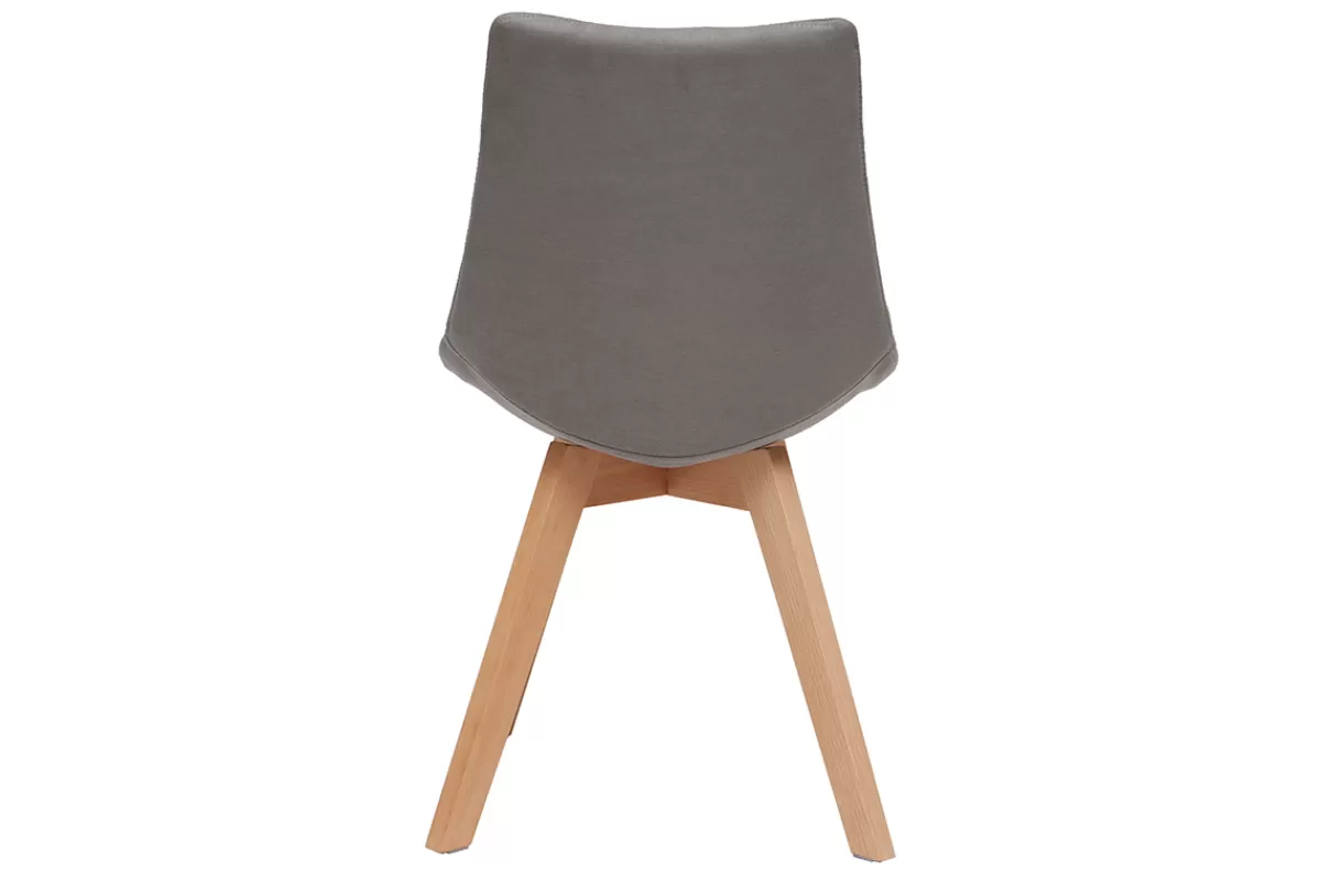 Miliboo Sillas Modernas-Lote de 2 sillas diseño nórdico madera y tejido gris MATILDE