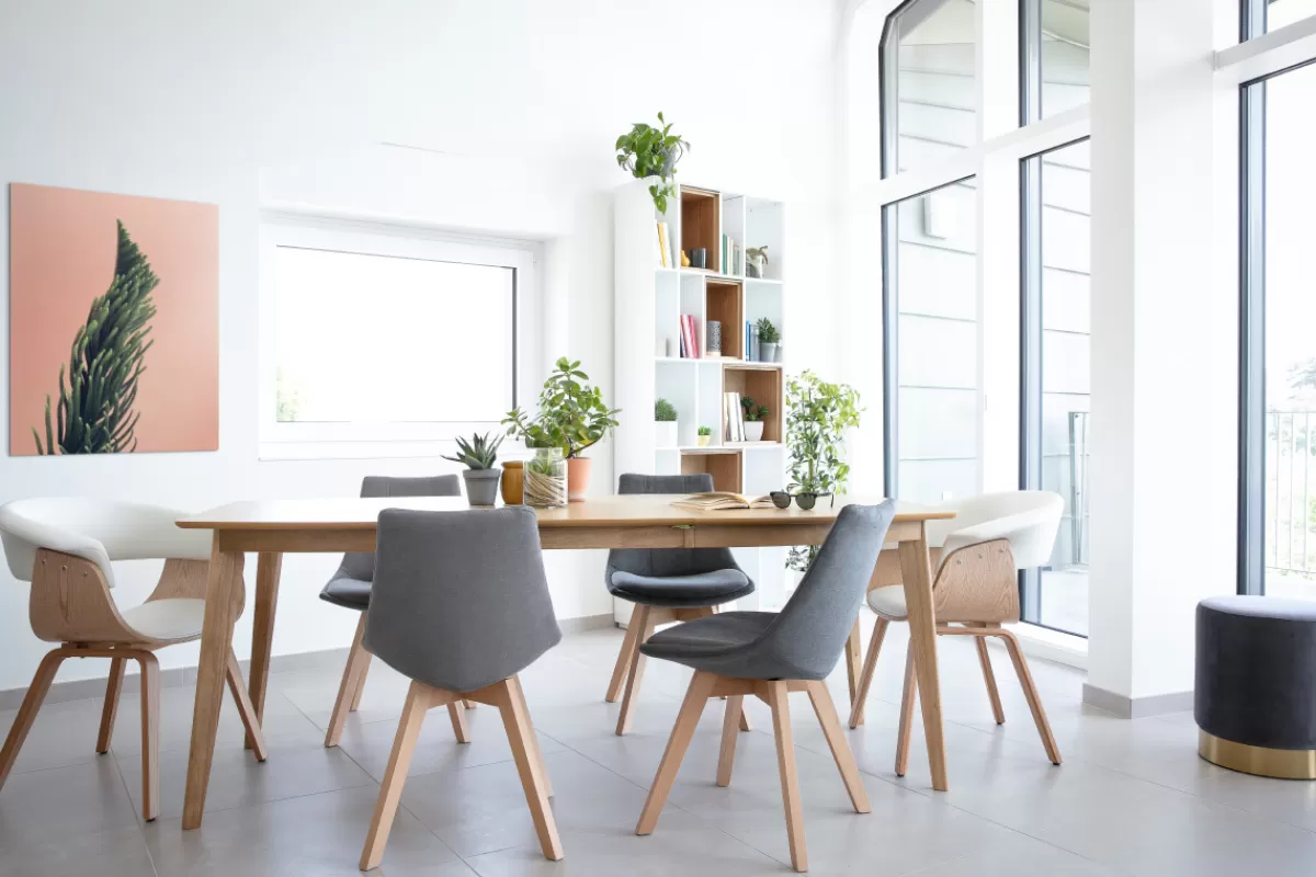 Miliboo Sillas Modernas-Lote de 2 sillas diseño nórdico madera y tejido gris MATILDE