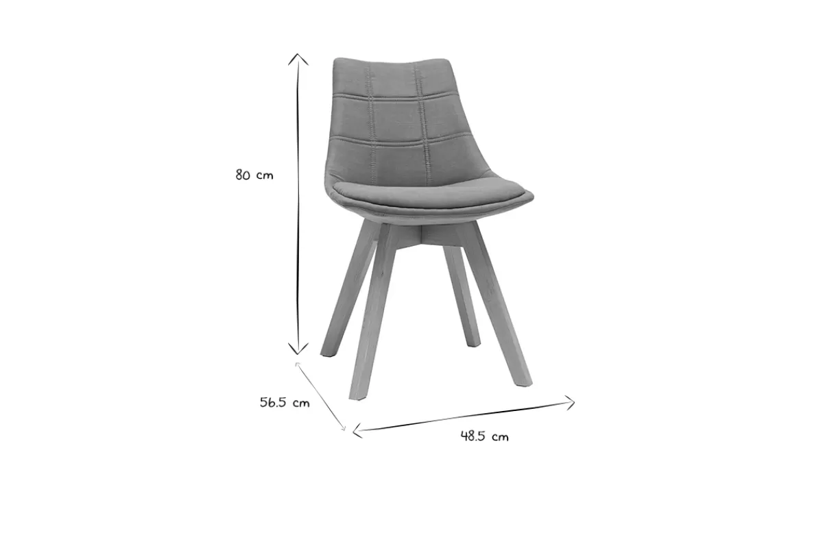 Miliboo Sillas Modernas-Lote de 2 sillas diseño nórdico madera y tejido gris MATILDE