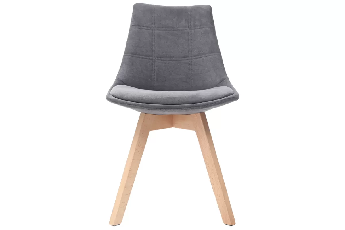 Miliboo Sillas Modernas-Lote de 2 sillas diseño nórdico madera y tejido gris oscuro MATILDE