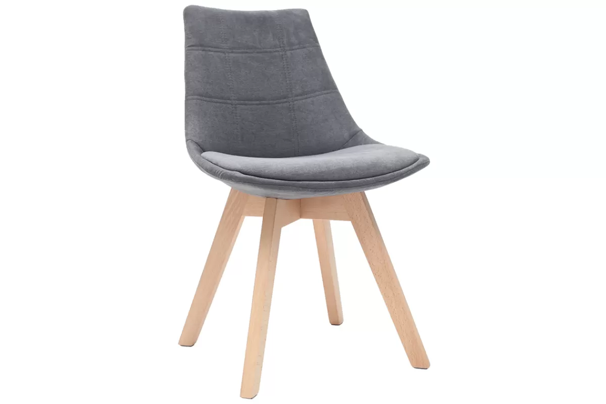 Miliboo Sillas Modernas-Lote de 2 sillas diseño nórdico madera y tejido gris oscuro MATILDE