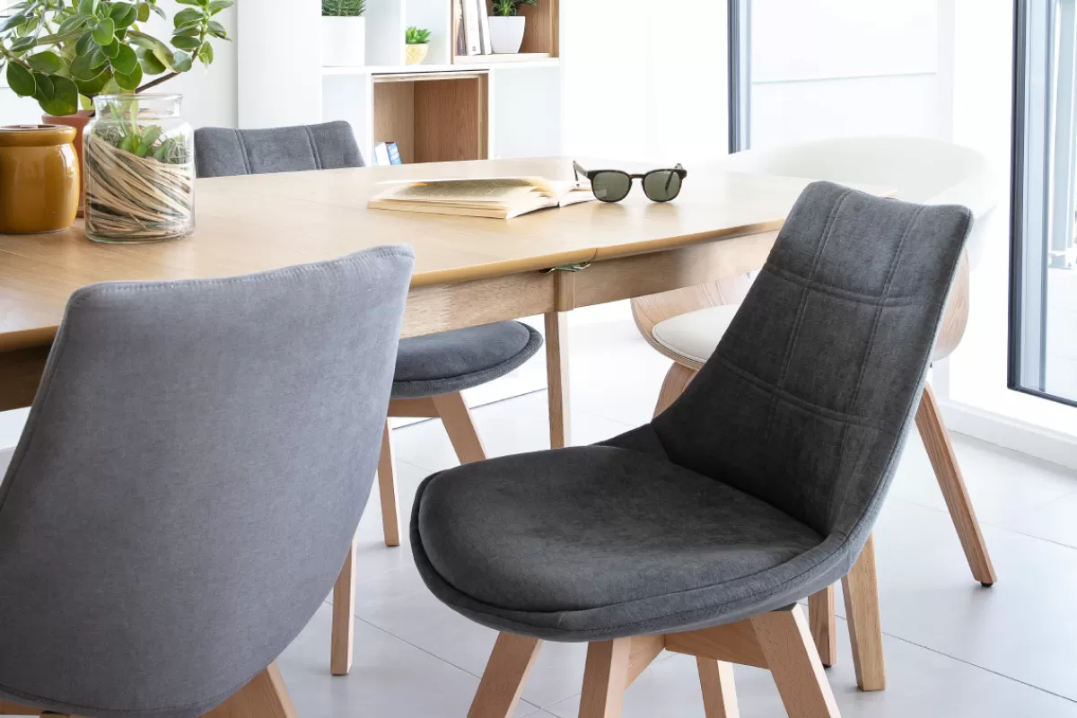 Miliboo Sillas Modernas-Lote de 2 sillas diseño nórdico madera y tejido gris oscuro MATILDE