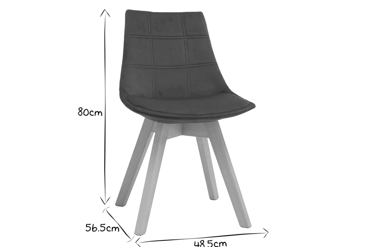 Miliboo Sillas Modernas-Lote de 2 sillas diseño nórdico madera y terciopelo azul petróleo MATILDE