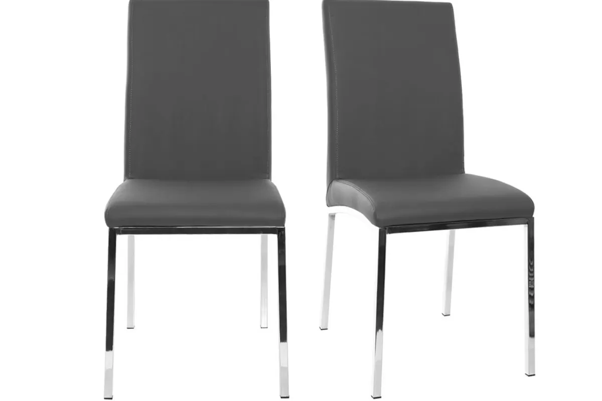 Miliboo Sillas Modernas-Lote de 2 sillas diseño poliuretano gris SIMEA