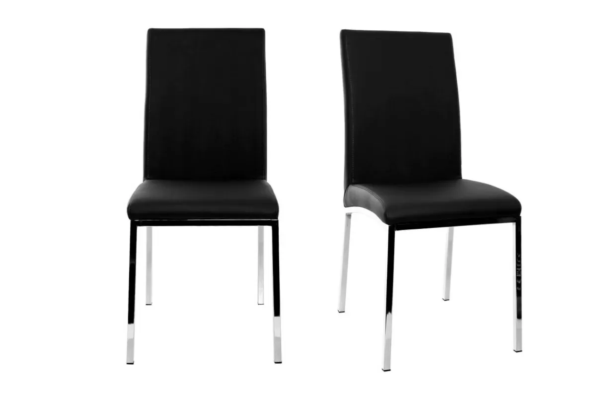 Miliboo Sillas Modernas-Lote de 2 sillas diseño poliuretano negras SIMEA