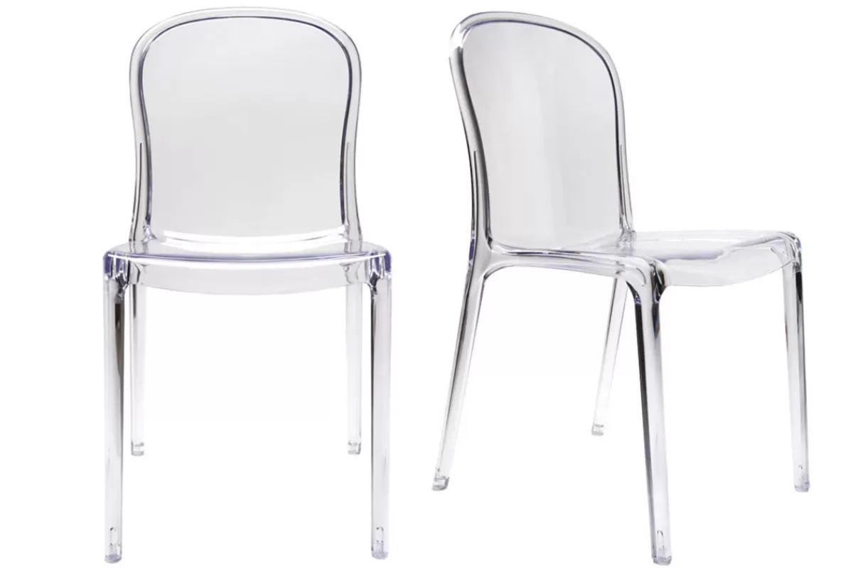 Miliboo Sillas Modernas-Lote de 2 sillas diseño transparente policarbonato THALYSSE