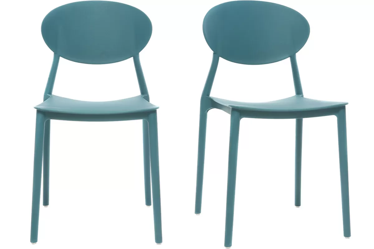 Miliboo Sillas Modernas | Silla De Jardín-Lote de 2 sillas modernas azul petroleo polipropileno ANNA