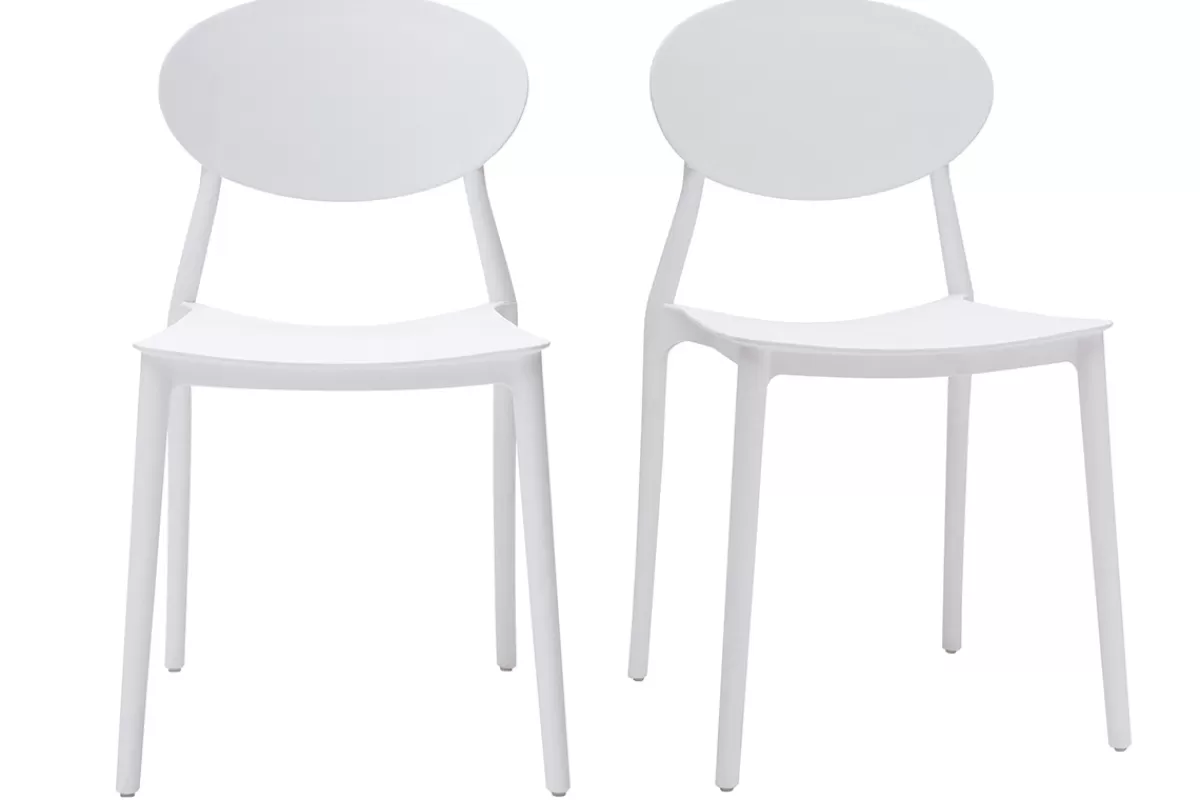 Miliboo Sillas Modernas | Silla De Jardín-Lote de 2 sillas modernas blancas polipropileno ANNA