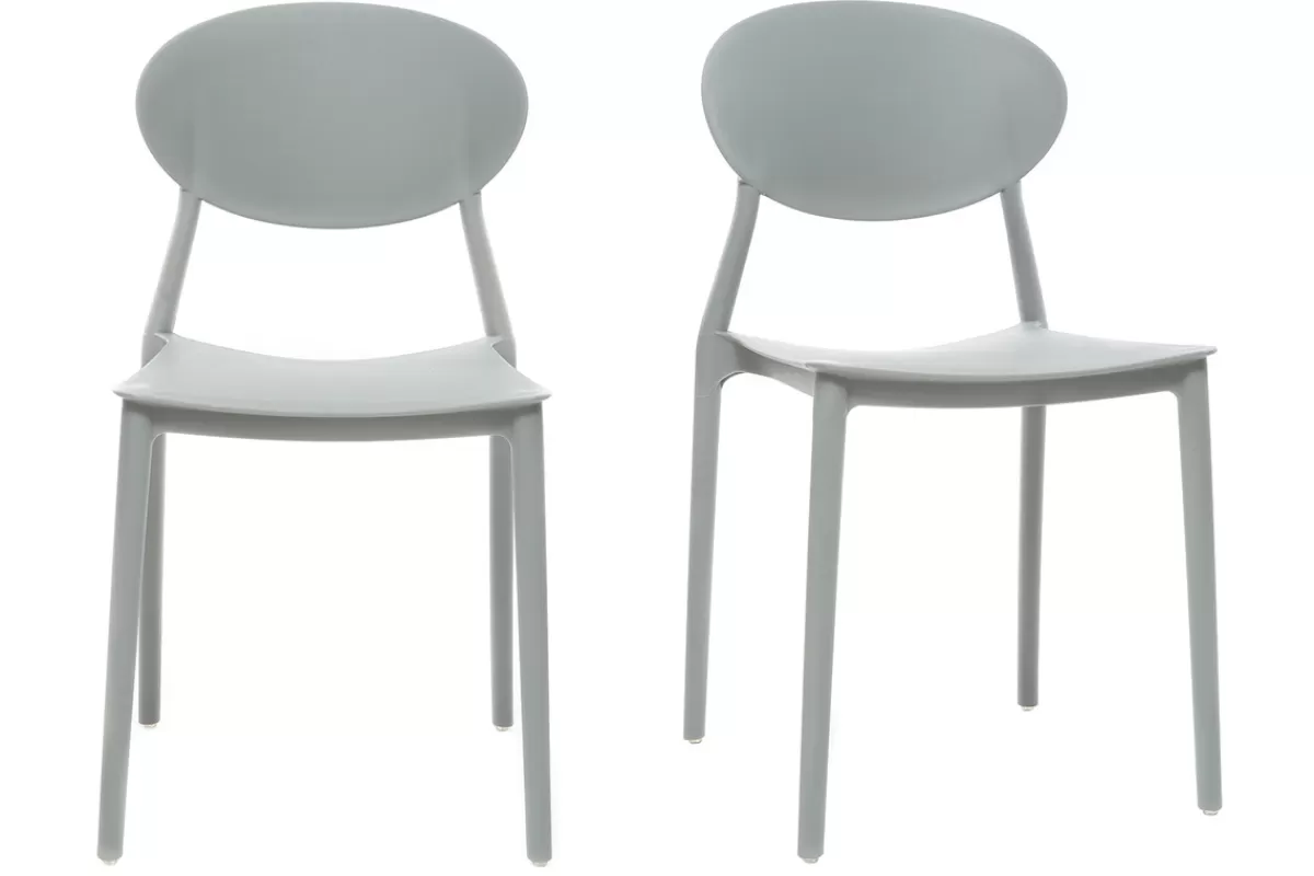 Miliboo Sillas Modernas | Silla De Jardín-Lote de 2 sillas modernas gris polipropileno ANNA