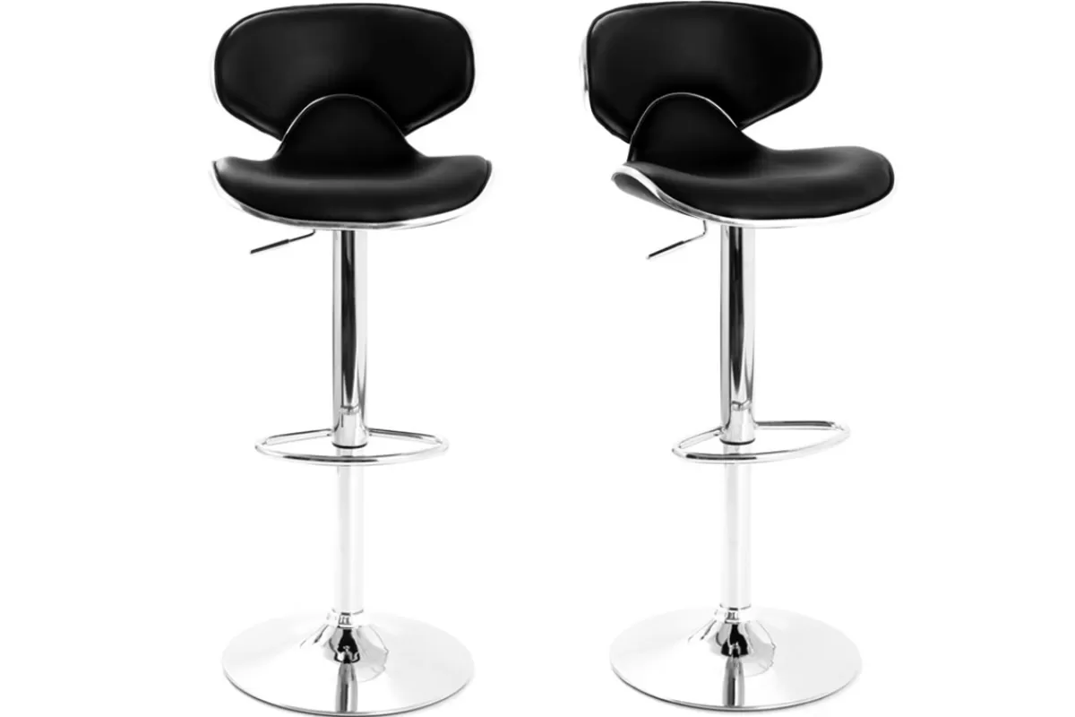 Miliboo Taburetes De Bar-Lote de 2 taburetes de bar de diseño negros PEGASE