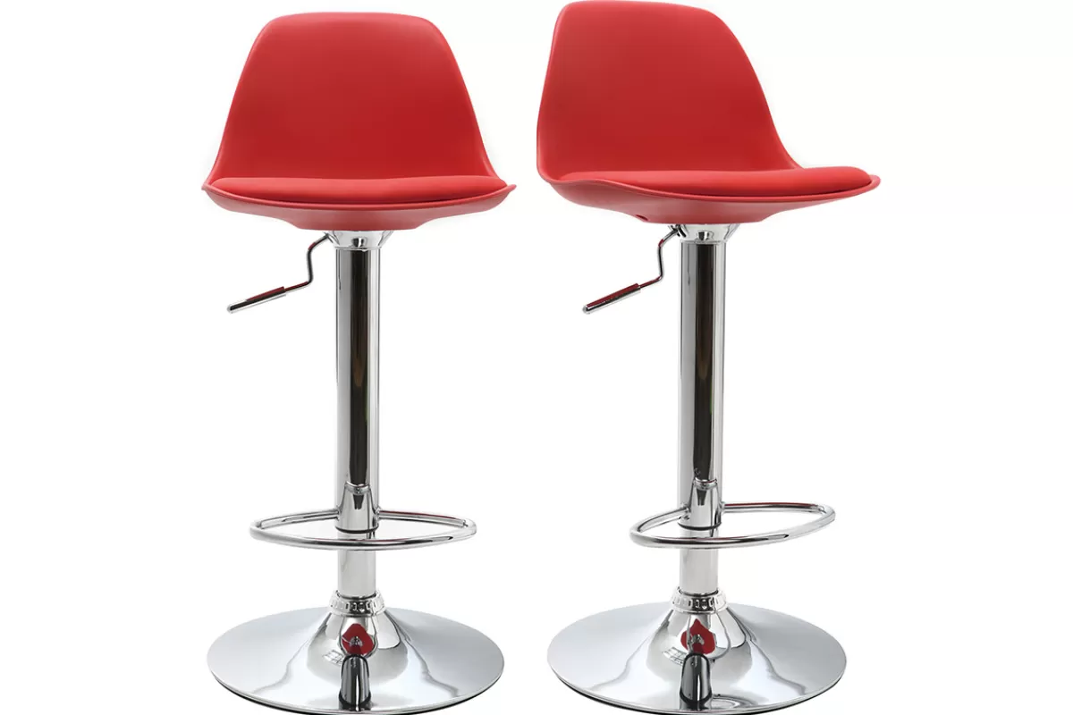 Miliboo Taburetes De Bar-Lote de 2 taburetes de bar diseño rojos STEEVY