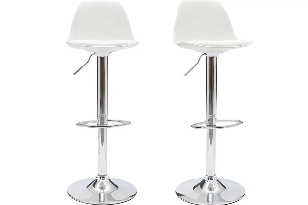 Miliboo Taburetes De Bar-Lote de 2 taburetes de diseño blancos STEEVY