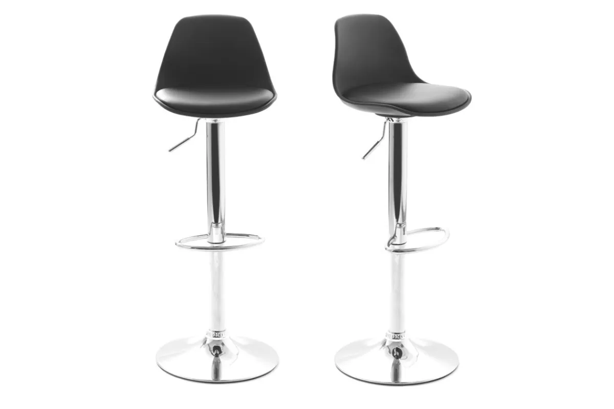 Miliboo Taburetes De Bar-Lote de 2 taburetes de diseño negros STEEVY