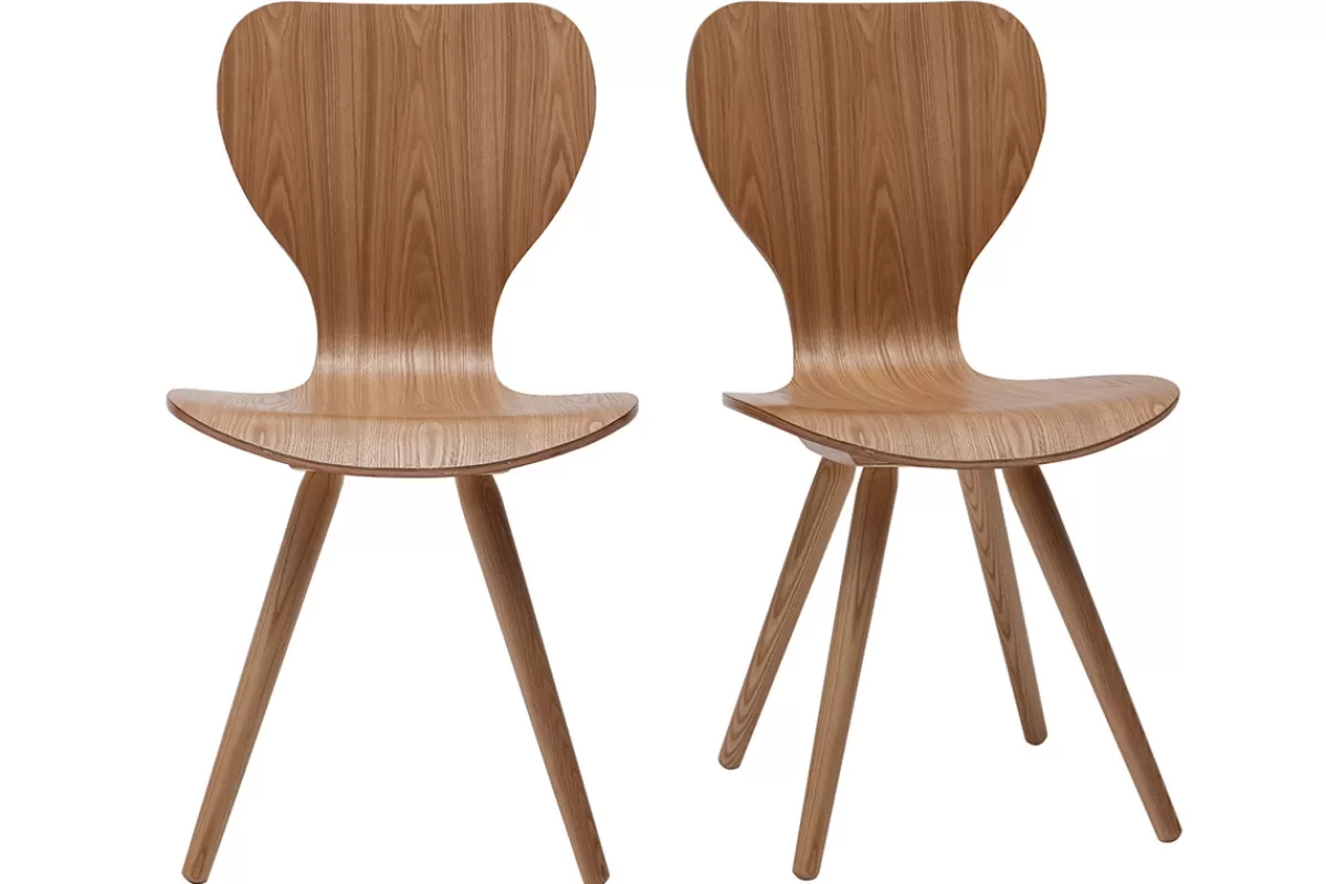 Miliboo Sillas Modernas | Sillas De Madera-Lote de dos sillas en fresno NORDECO