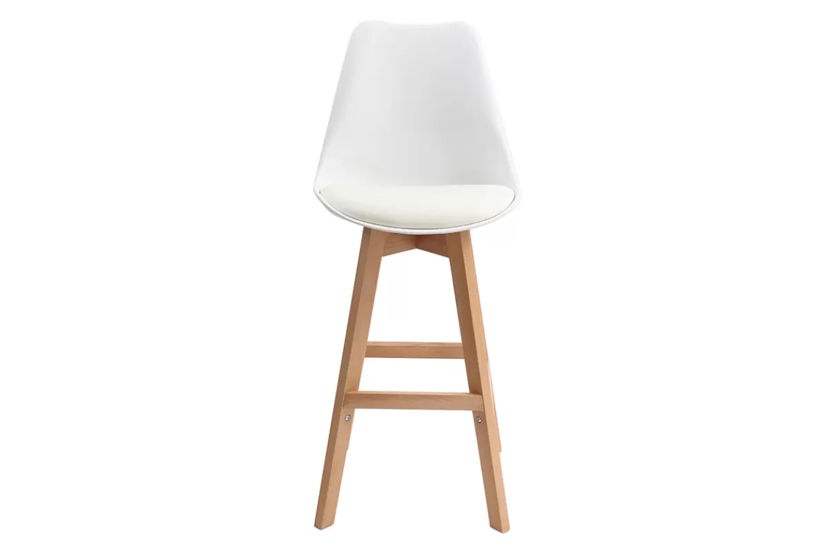 Miliboo Taburetes De Bar-Lote de dos taburetes de bar diseño blancos 65cm PAULINE