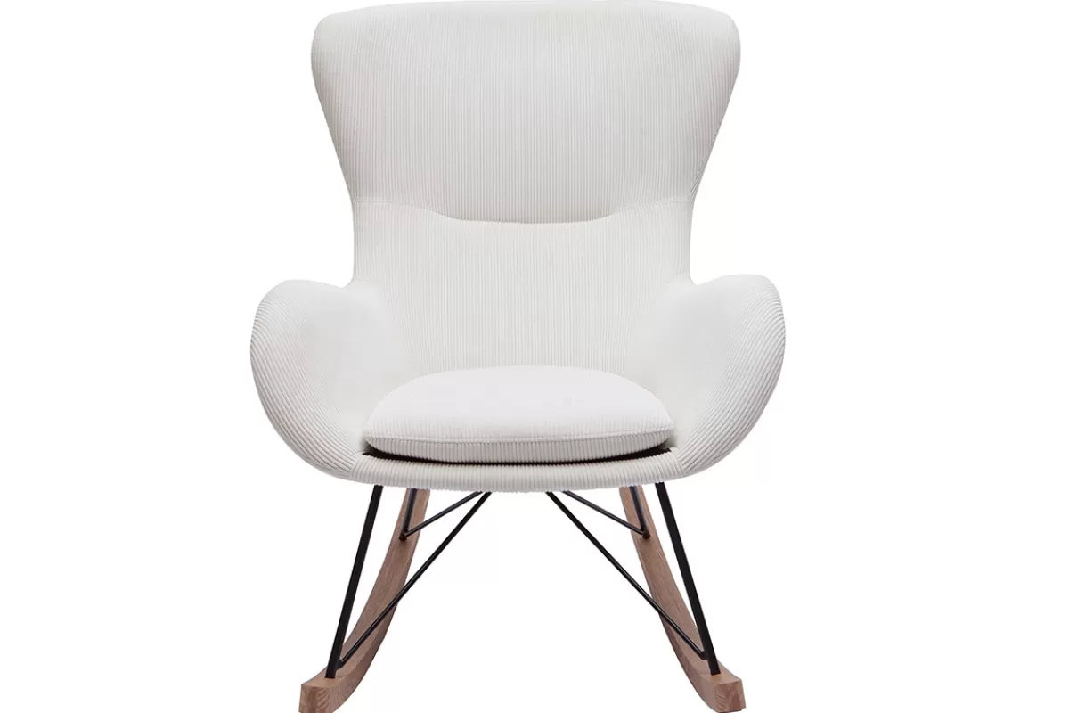 Miliboo Mecedoras | Sillón-Mecedora de tela de pana beige ESKUA