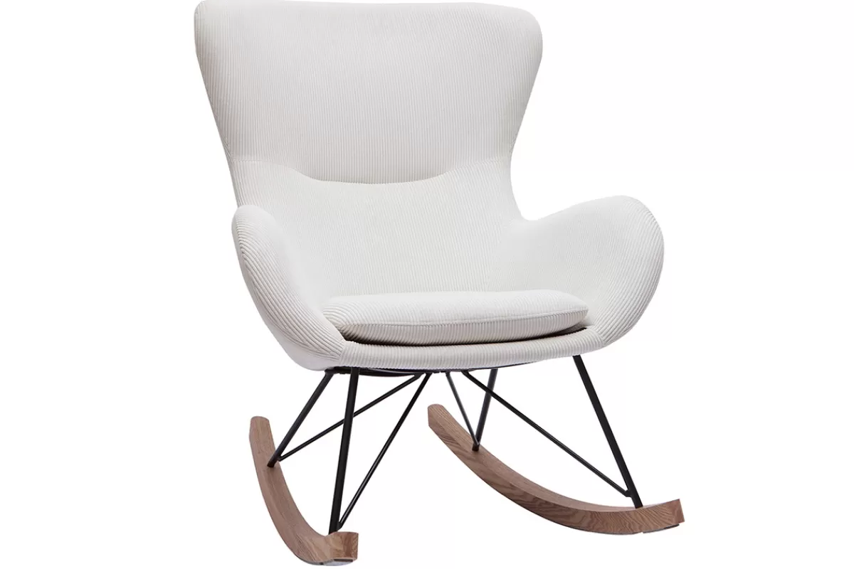 Miliboo Mecedoras | Sillón-Mecedora de tela de pana beige ESKUA