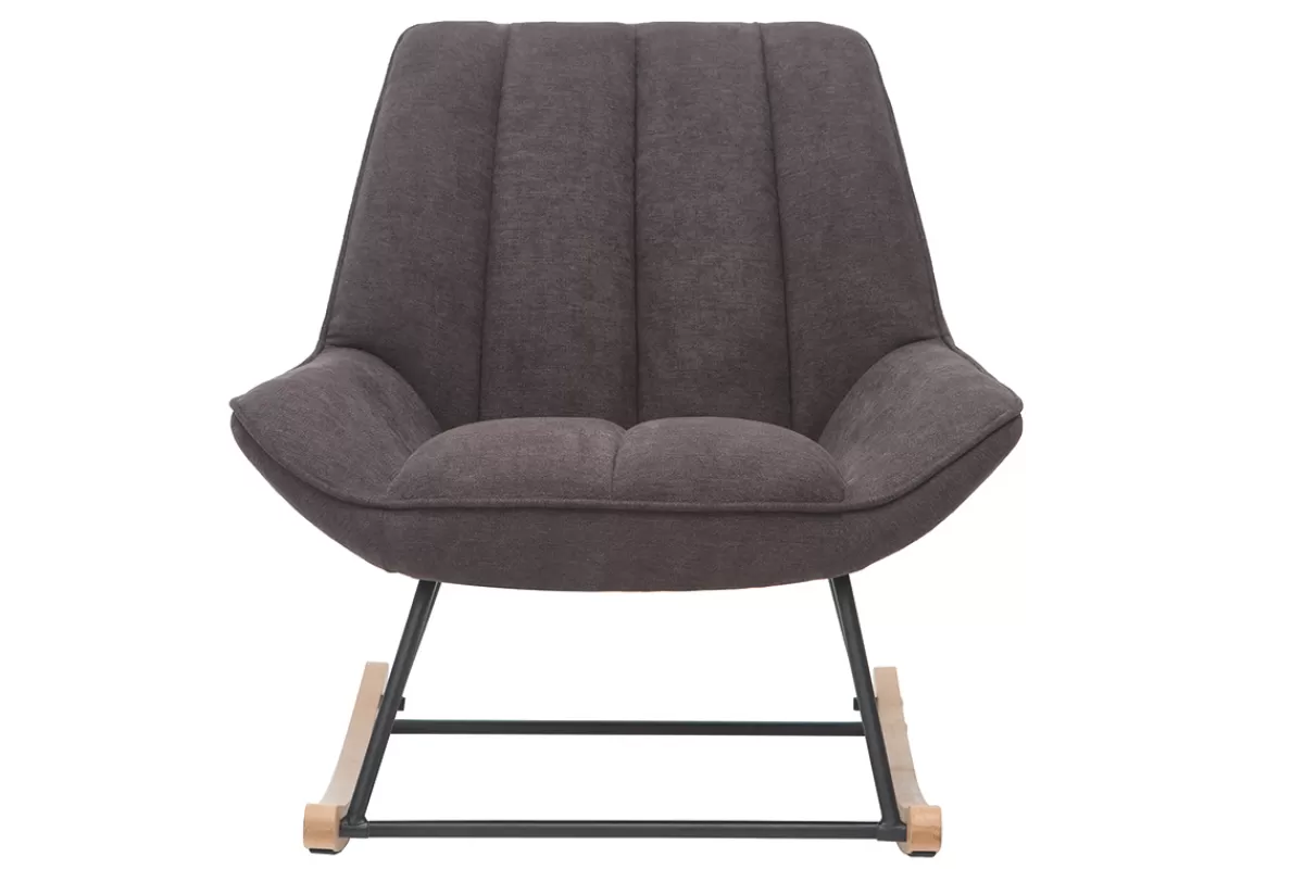 Miliboo Mecedoras | Sillón-Mecedora moderna en tejido efecto terciopelo gris oscuro BILLIE