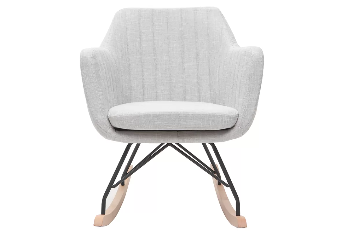 Miliboo Mecedoras | Sillón-Mecedora nórdica tejido gris claro ALEYNA