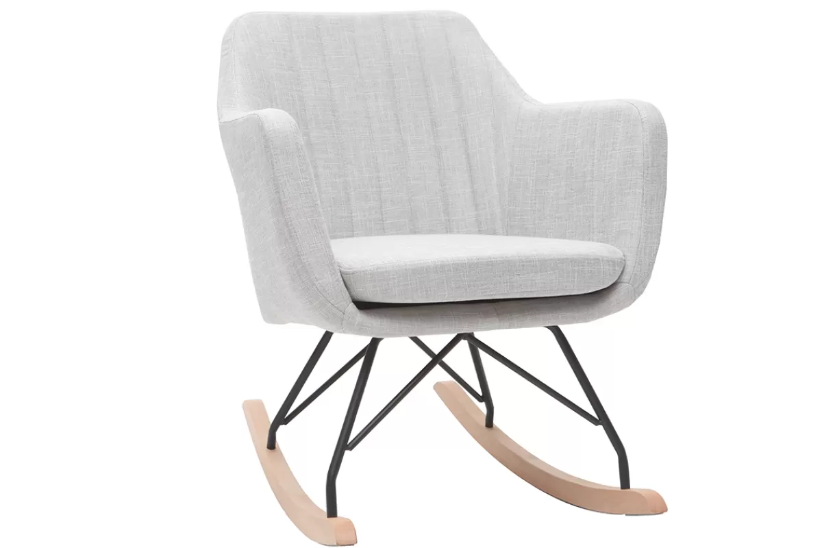 Miliboo Mecedoras | Sillón-Mecedora nórdica tejido gris claro ALEYNA