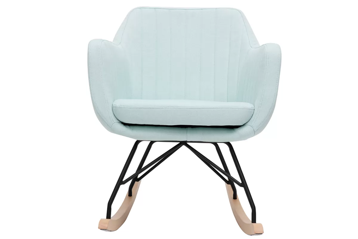 Miliboo Mecedoras | Sillón-Mecedora nórdica tejido verde agua ALEYNA