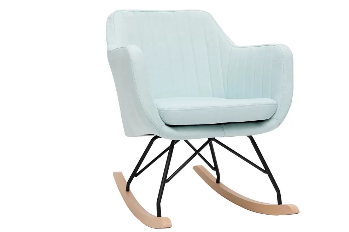 Miliboo Mecedoras | Sillón-Mecedora nórdica tejido verde agua ALEYNA