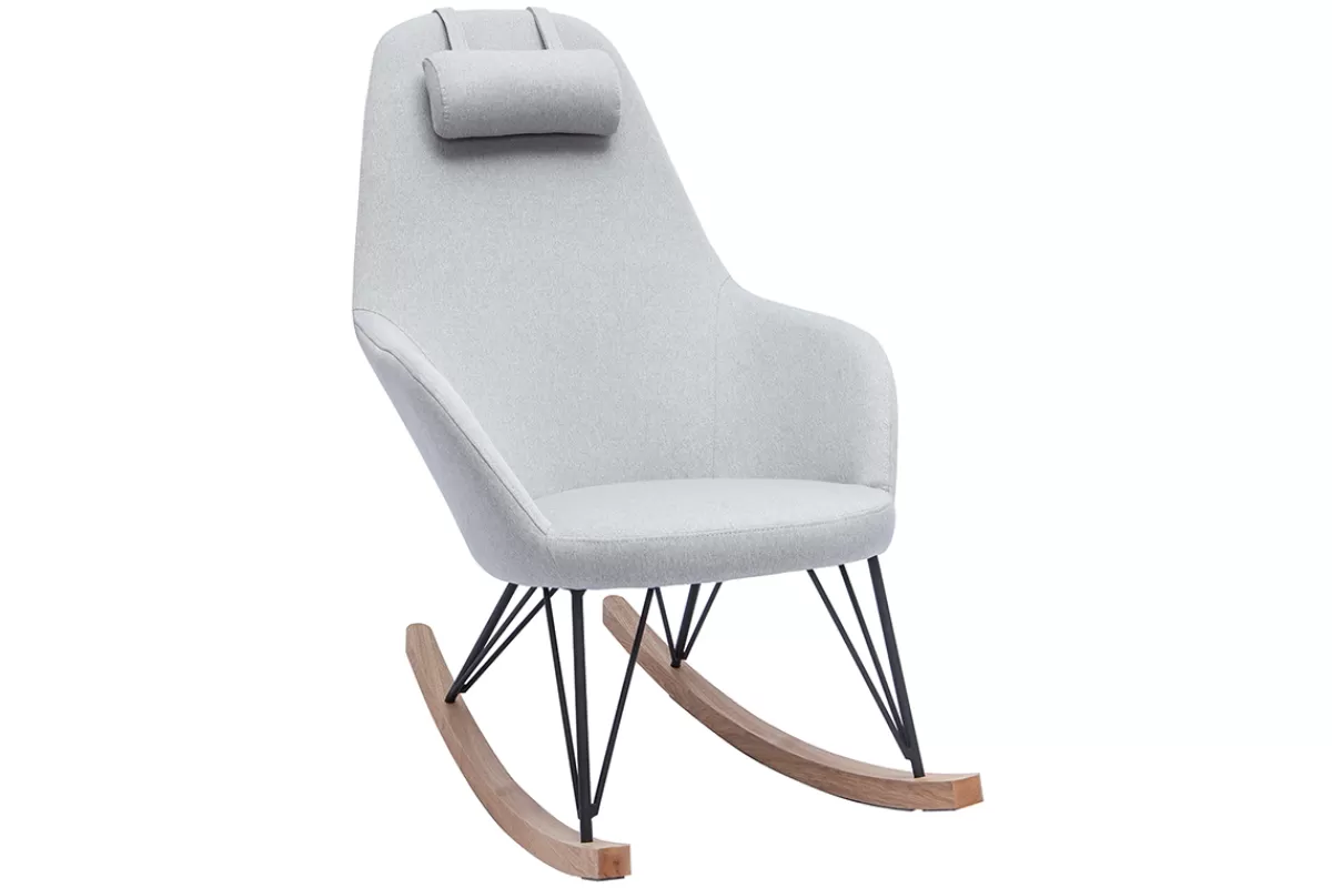 Miliboo Mecedoras | Sillón-Mecedora tejido gris claro patas metal y fresno JHENE