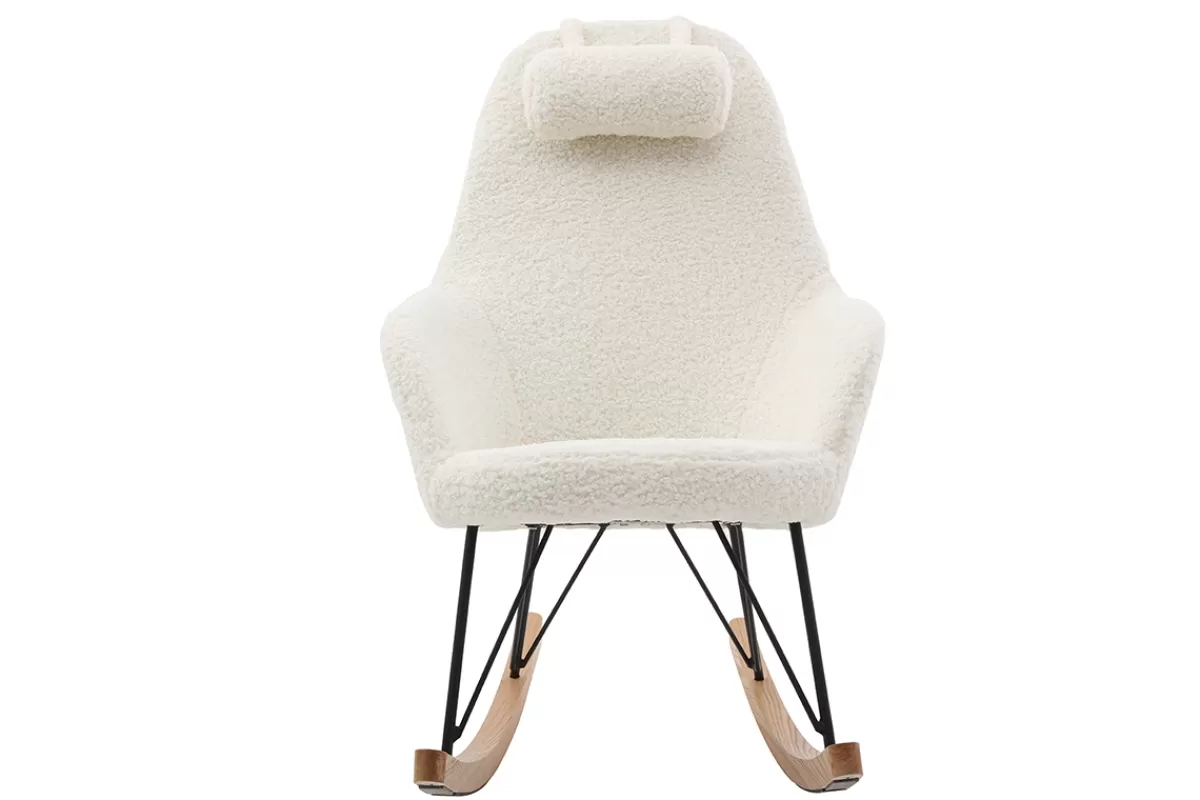 Miliboo Mecedoras | Sillón-Mecedora tejido lana blanca JHENE