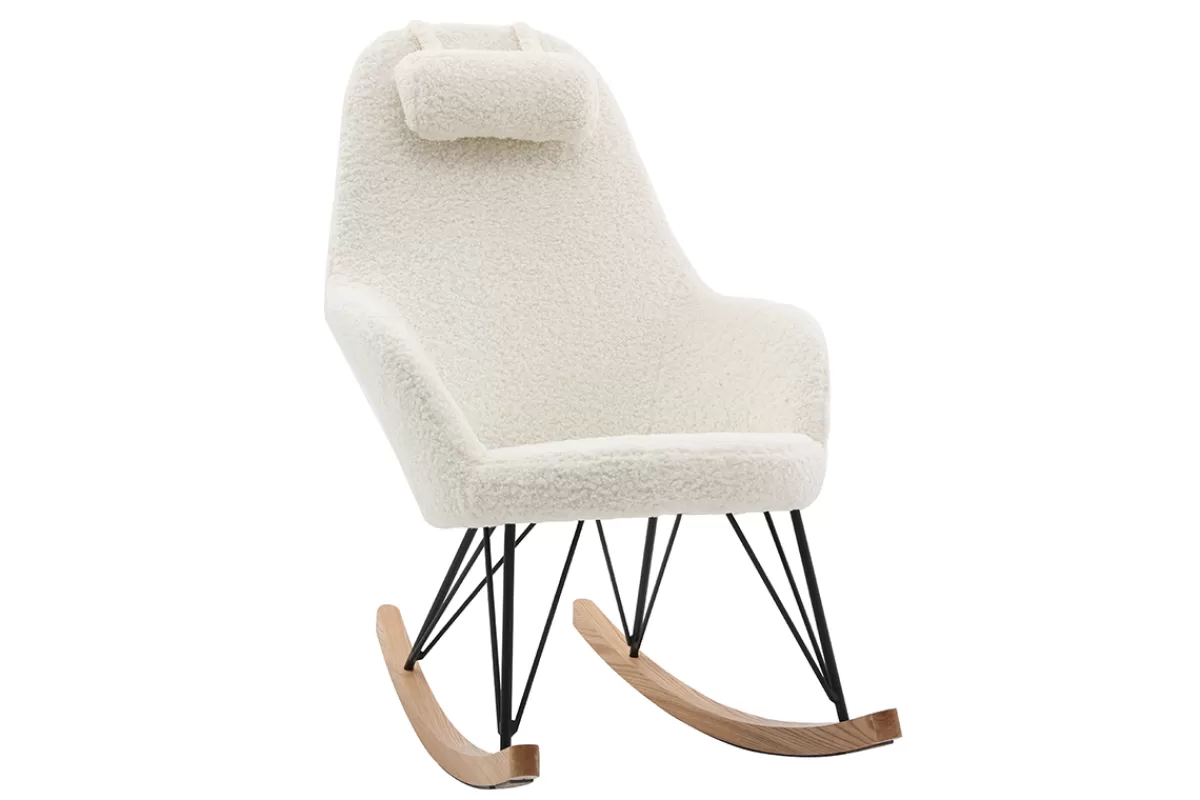 Miliboo Mecedoras | Sillón-Mecedora tejido lana blanca JHENE