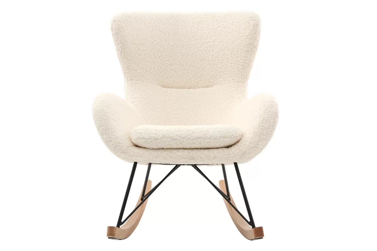 Miliboo Mecedoras | Sillón-Mecedora tejido oveja blanco ESKUA
