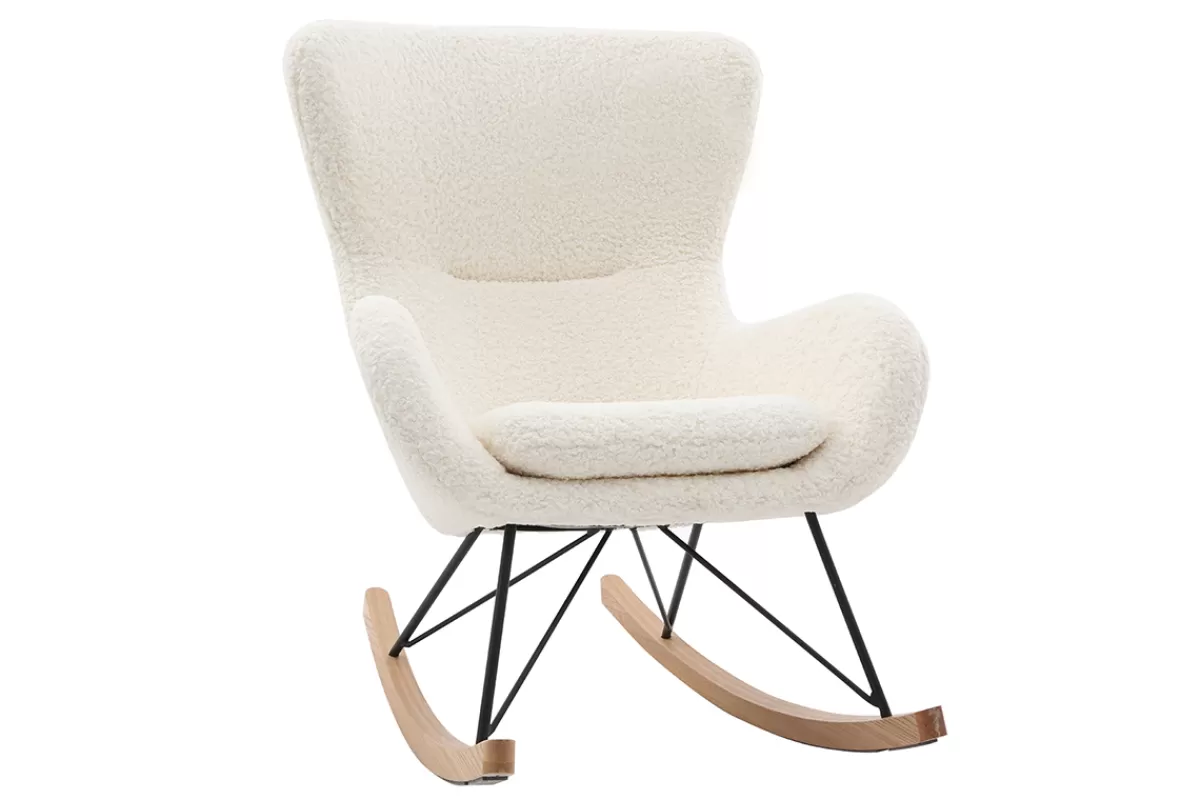 Miliboo Mecedoras | Sillón-Mecedora tejido oveja blanco ESKUA