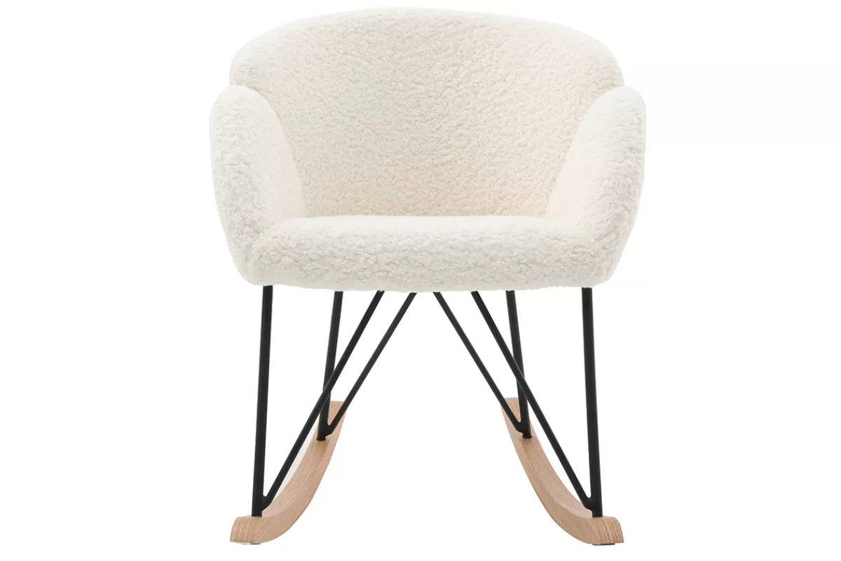 Miliboo Mecedoras | Sillón-Mecedora tejido oveja color blanco RHAPSODY