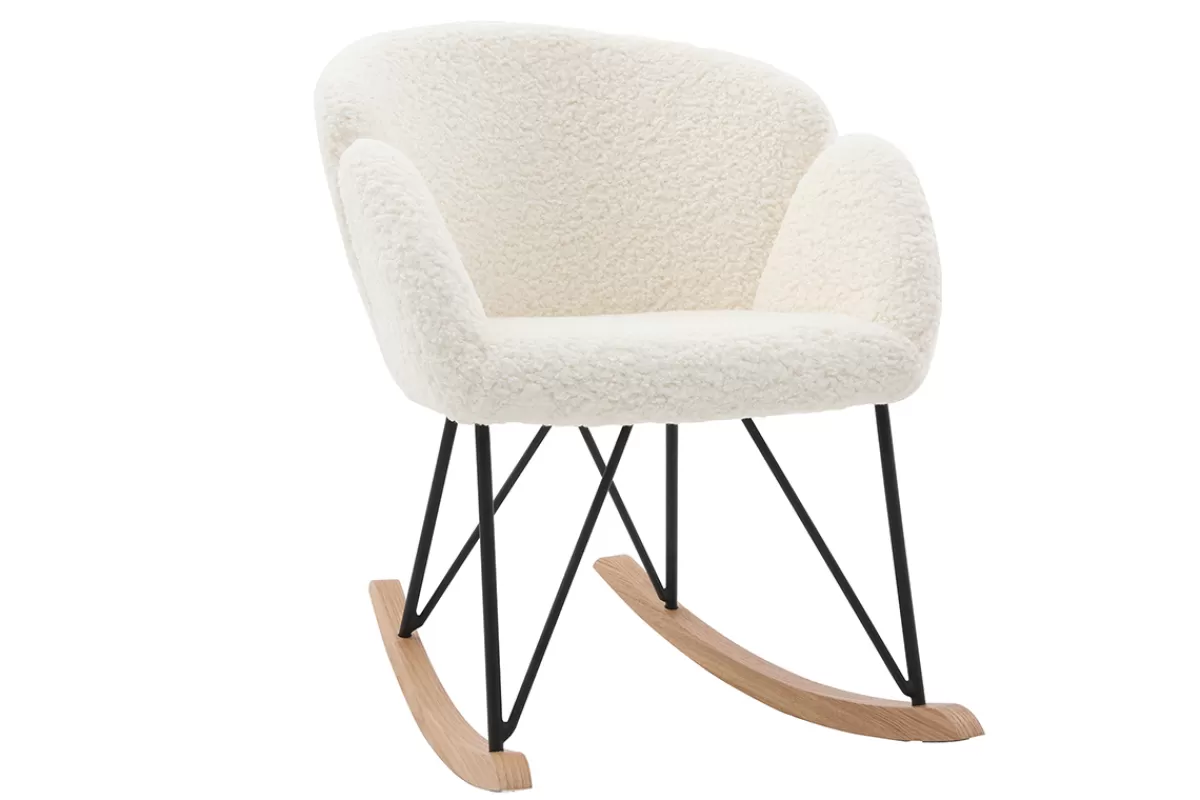 Miliboo Mecedoras | Sillón-Mecedora tejido oveja color blanco RHAPSODY