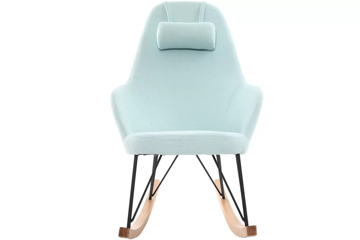 Miliboo Mecedoras | Sillón-Mecedora tejido verde menta patas metal y fresno JHENE