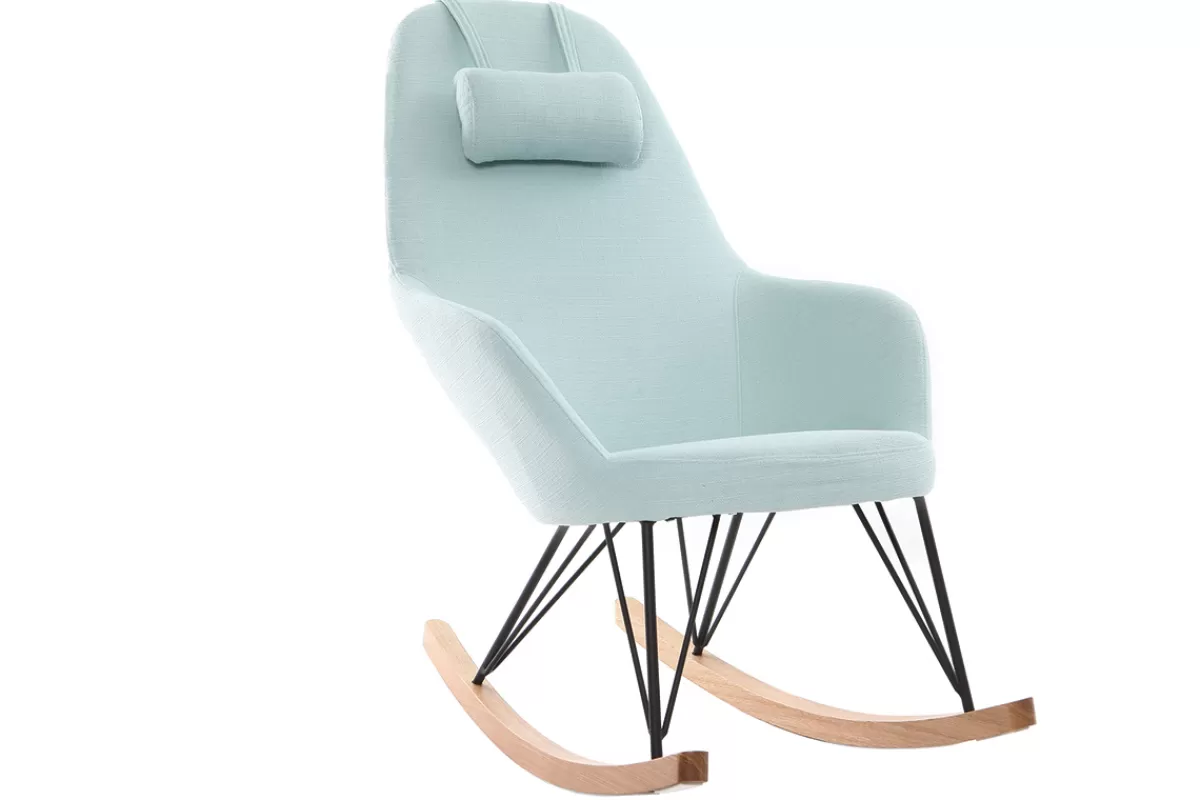 Miliboo Mecedoras | Sillón-Mecedora tejido verde menta patas metal y fresno JHENE