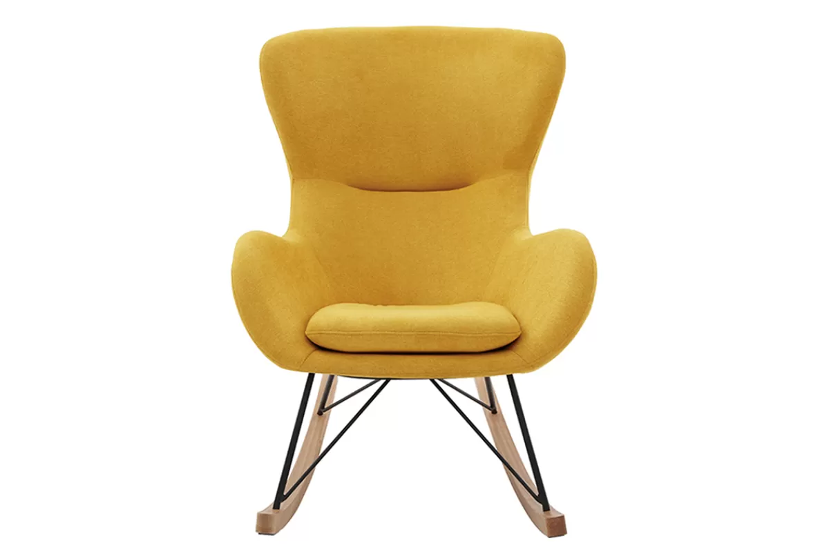 Miliboo Mecedoras | Sillón-Mecedora terciopelo amarillo mostaza ESKUA