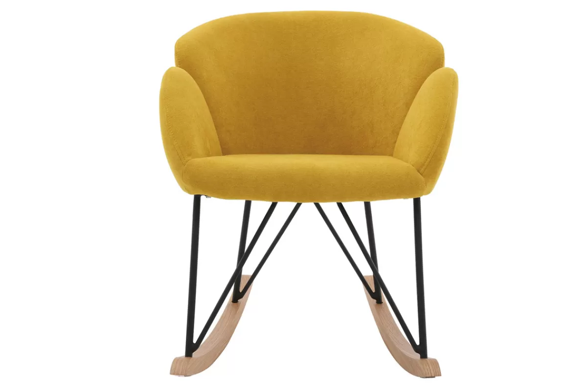 Miliboo Mecedoras | Sillón-Mecedora terciopelo amarillo mostaza RHAPSODY