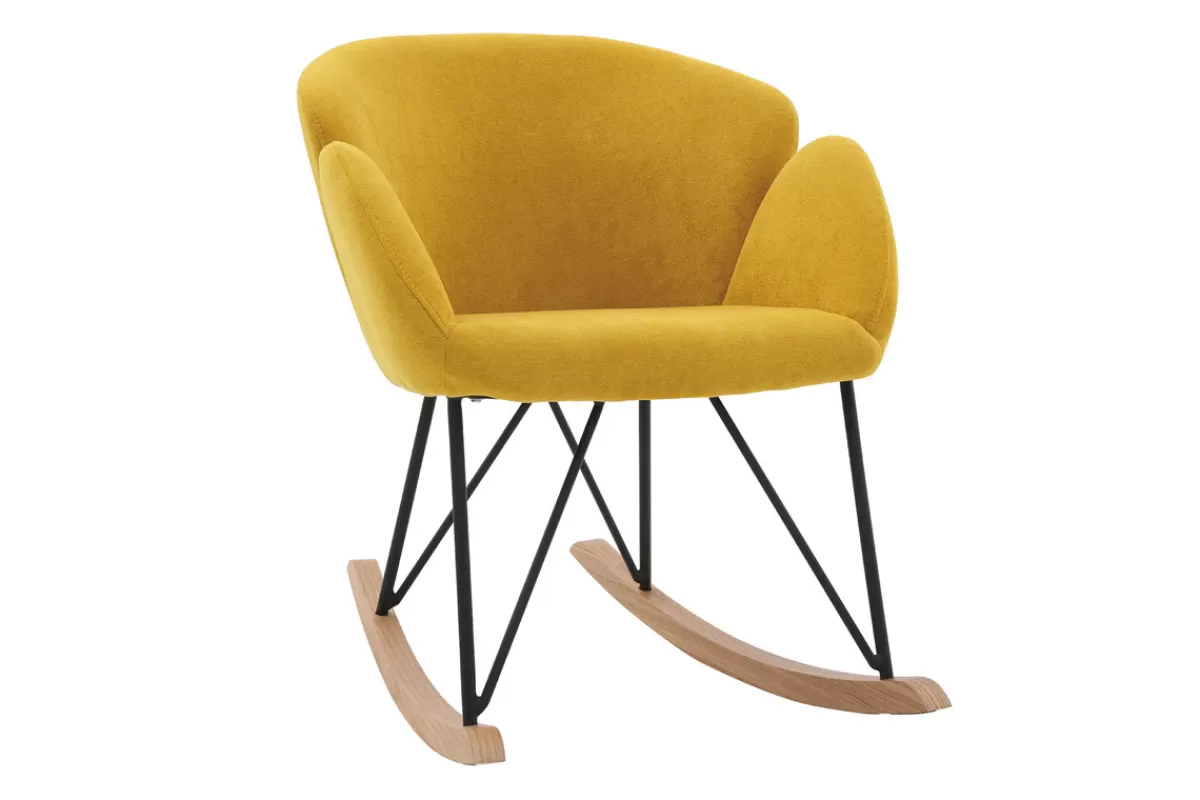 Miliboo Mecedoras | Sillón-Mecedora terciopelo amarillo mostaza RHAPSODY