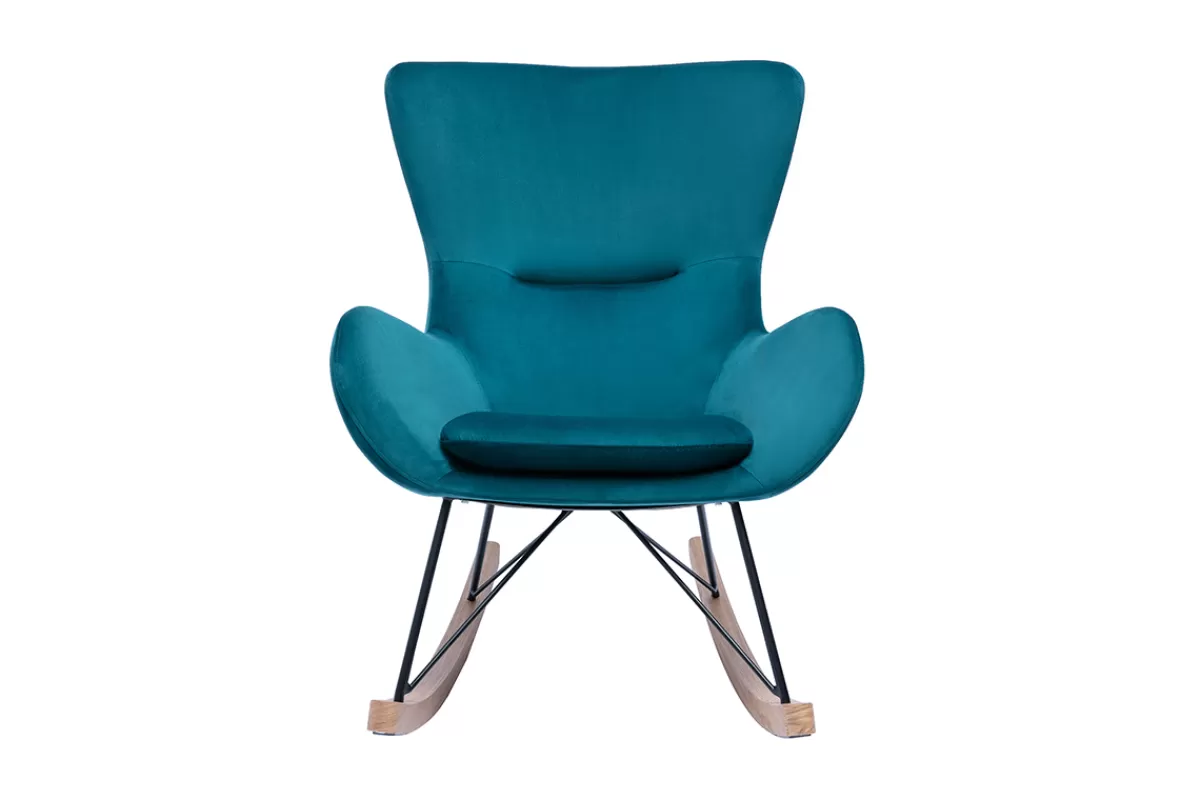 Miliboo Mecedoras | Sillón-Mecedora terciopelo azul petróleo ESKUA