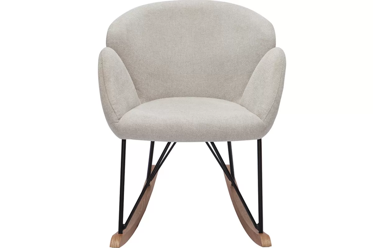 Miliboo Mecedoras | Sillón-Mecedora terciopelo beige RHAPSODY