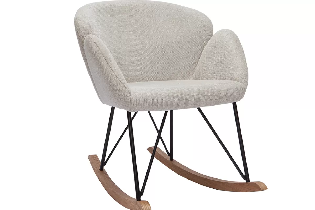 Miliboo Mecedoras | Sillón-Mecedora terciopelo beige RHAPSODY
