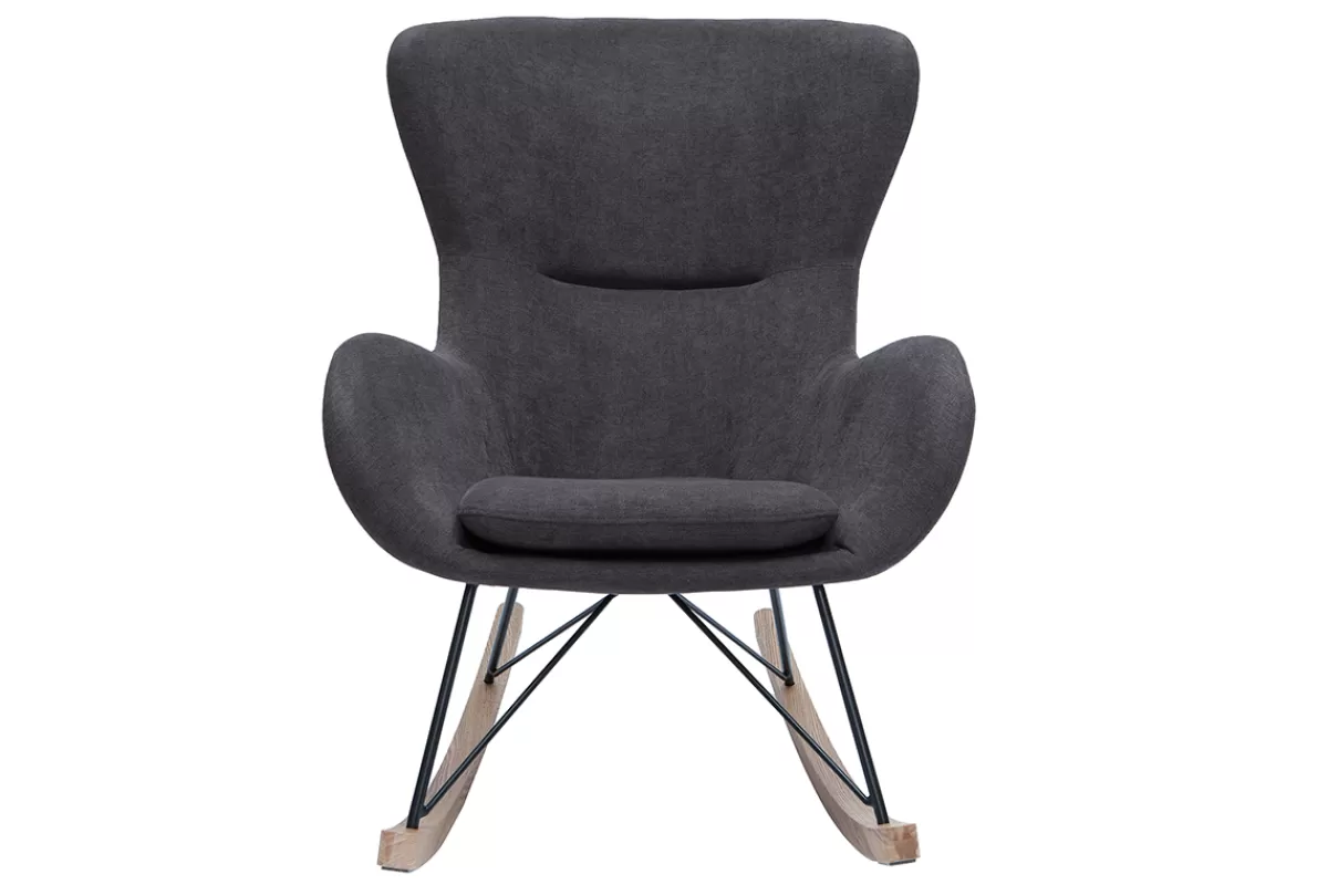 Miliboo Mecedoras | Sillón-Mecedora terciopelo gris ESKUA