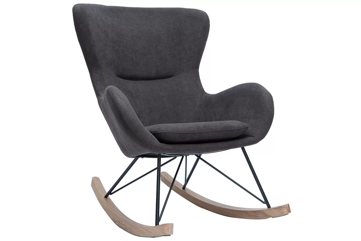 Miliboo Mecedoras | Sillón-Mecedora terciopelo gris ESKUA