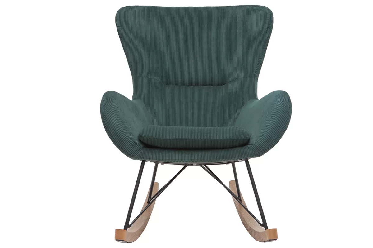 Miliboo Mecedoras | Sillón-Mecedora terciopelo verde ESKUA