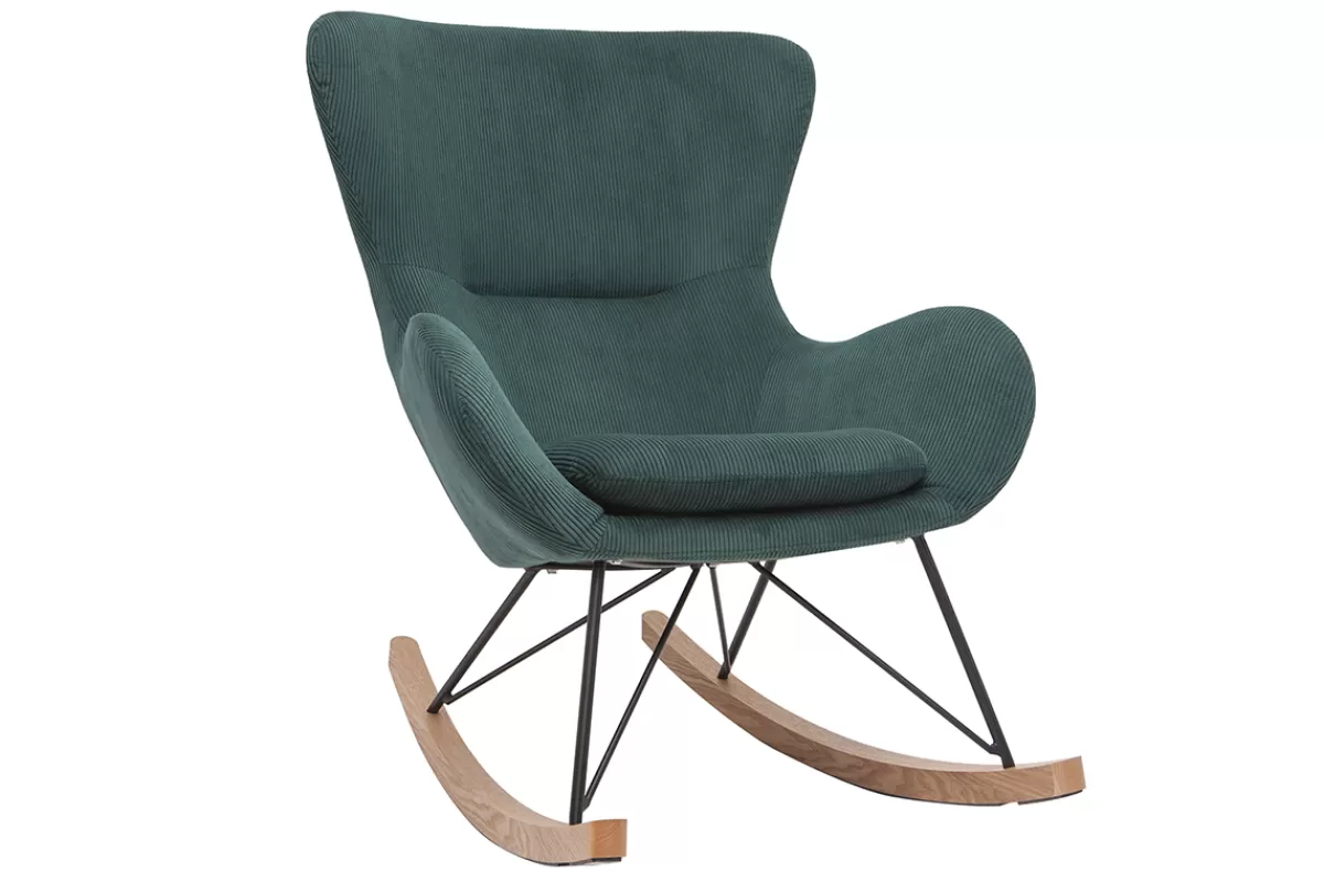 Miliboo Mecedoras | Sillón-Mecedora terciopelo verde ESKUA