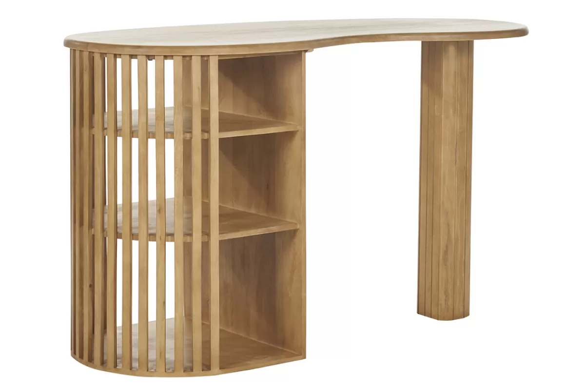 Miliboo Mesas Altas/de Bar-Mesa alta con almacenaje de madera maciza de mango 90 cm LOBIO